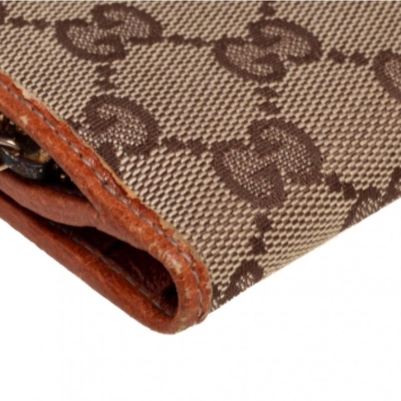 Gucci Beige GG Canvas Zip Around French Compact Wallet For Sale 5