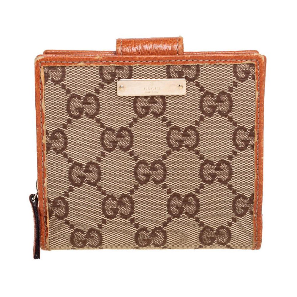 Gucci Beige GG Canvas Zip Around French Compact Wallet
