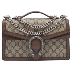 Gucci Beige GG Tasche aus beschichtetem Segeltuch und Leder mit Dionysus-Griff