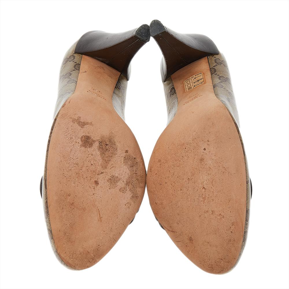 Gucci Beige GG Coated Canvas And Leather Hysteria Pumps Size 39 2