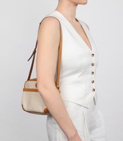 Gucci Beige GG Coated Canvas & Brown Calfskin Leather Vintage Camera Bag