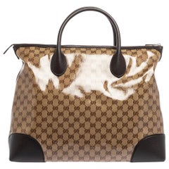 Gucci Beige GG Crystal Canvas and Leather Carry On Tote