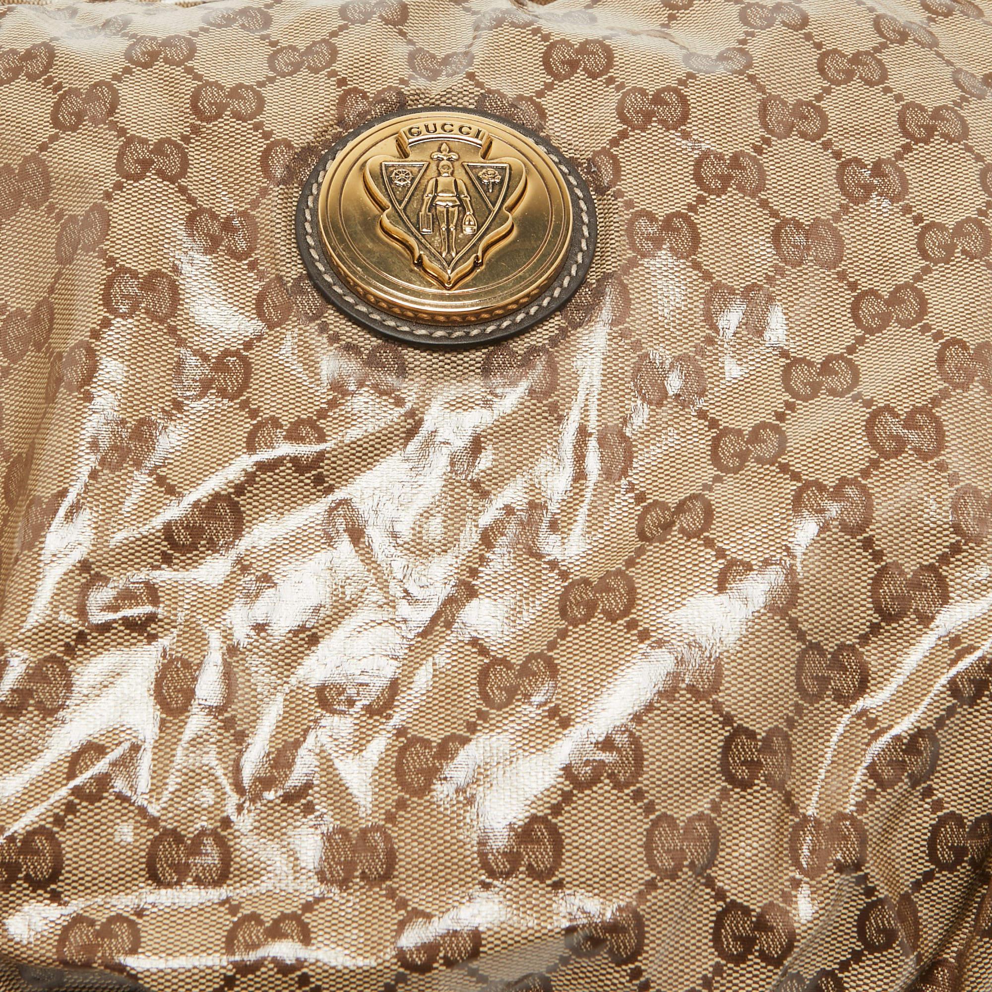 Gucci Beige GG Crystal Canvas Hysteria Hobo 1