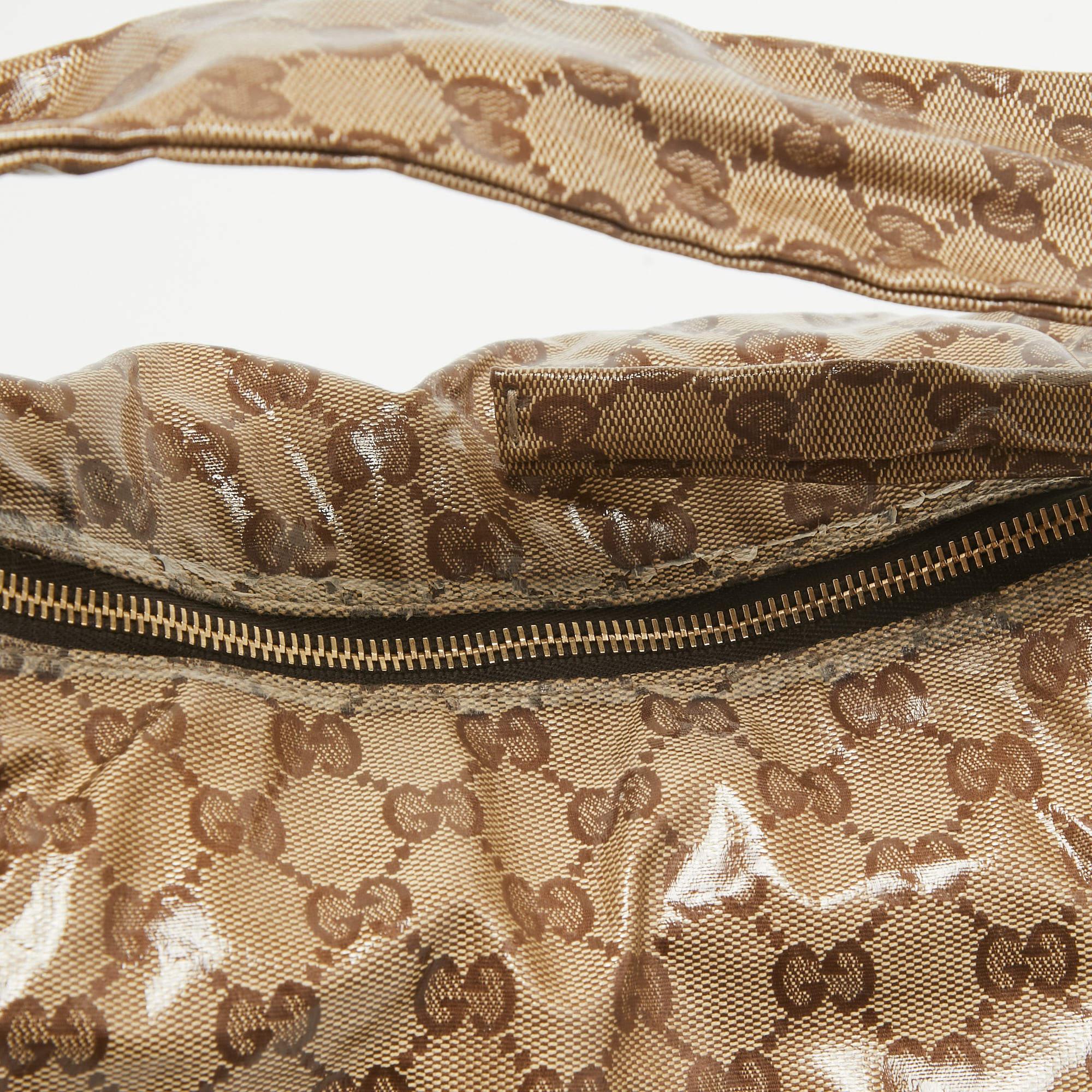 Gucci Beige GG Crystal Canvas Hysteria Hobo 4