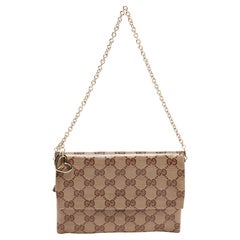 Gucci Beige GG Crystal Canvas Wallet on Chain
