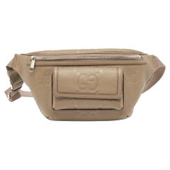 Gucci Beige GG Emblematic Jumbo Leather Belt Bag