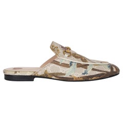 GUCCI beige GG FLORAL canvas PRINCETOWN Mules Shoes 41