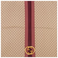 GUCCI beige GG MONOGRAM BAMBOO BUCKLE Seidenschal