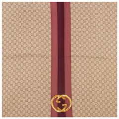 GUCCI beige GG MONOGRAM BAMBOO BUCKLE silk Scarf