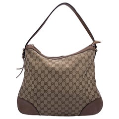 Gucci Beige GG Monogram Canvas Bree Large Hobo Tote Bag