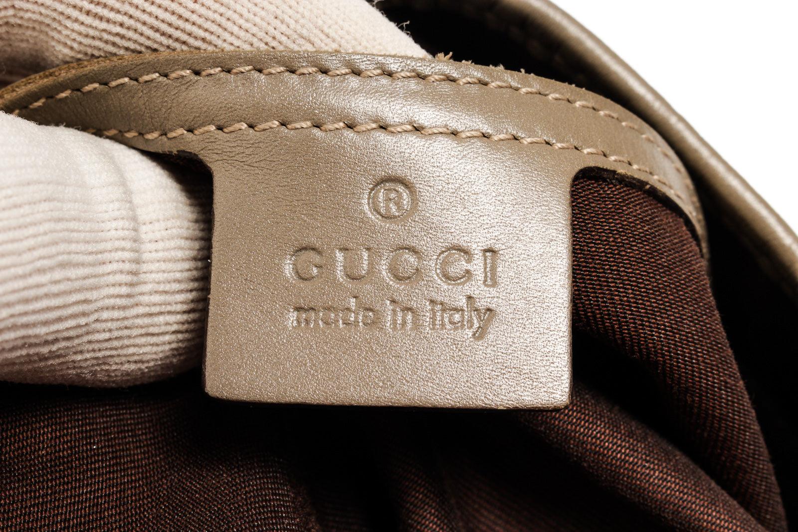 Women's Gucci Beige GG Monogram Canvas Brown PVC Leather Tote Bag