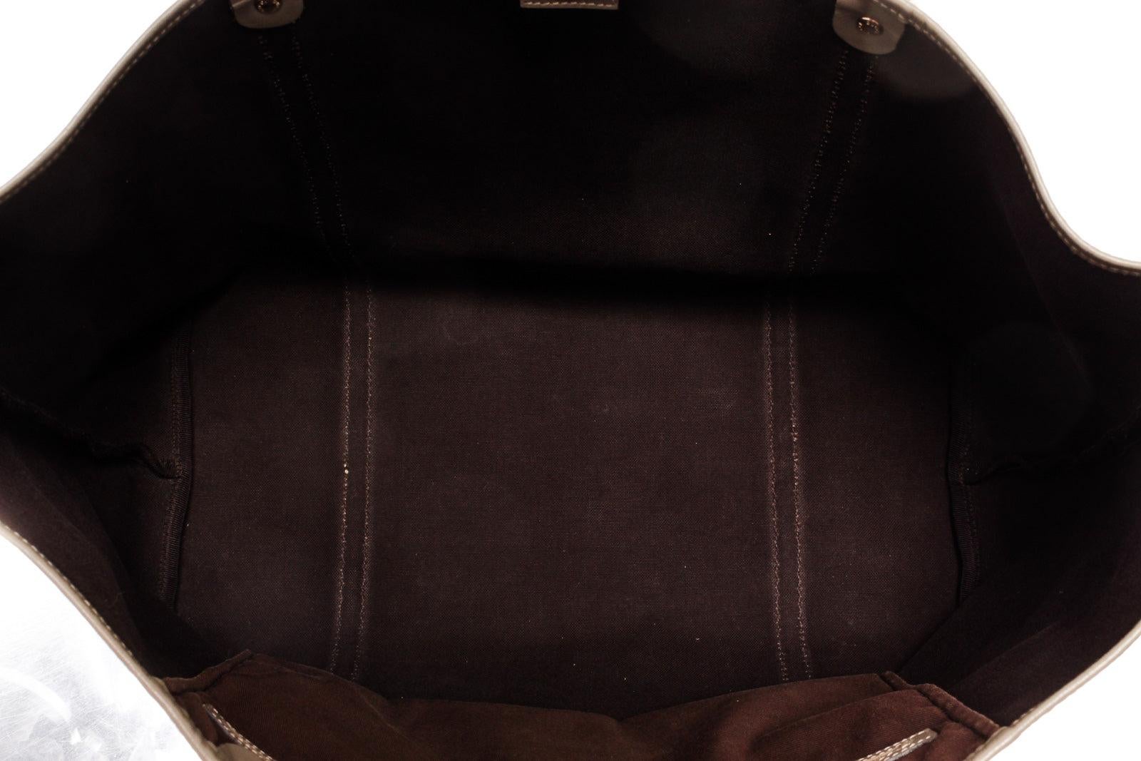 Gucci Beige GG Monogram Canvas Brown PVC Leather Tote Bag 1