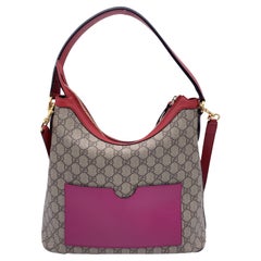 Gucci Beige GG Monogram Canvas Pocket Hobo Bag with Strap