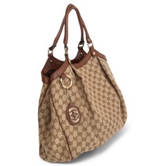 GUCCI beige GG Monogramm Segeltuch SUKEY LARGE Tote Bag