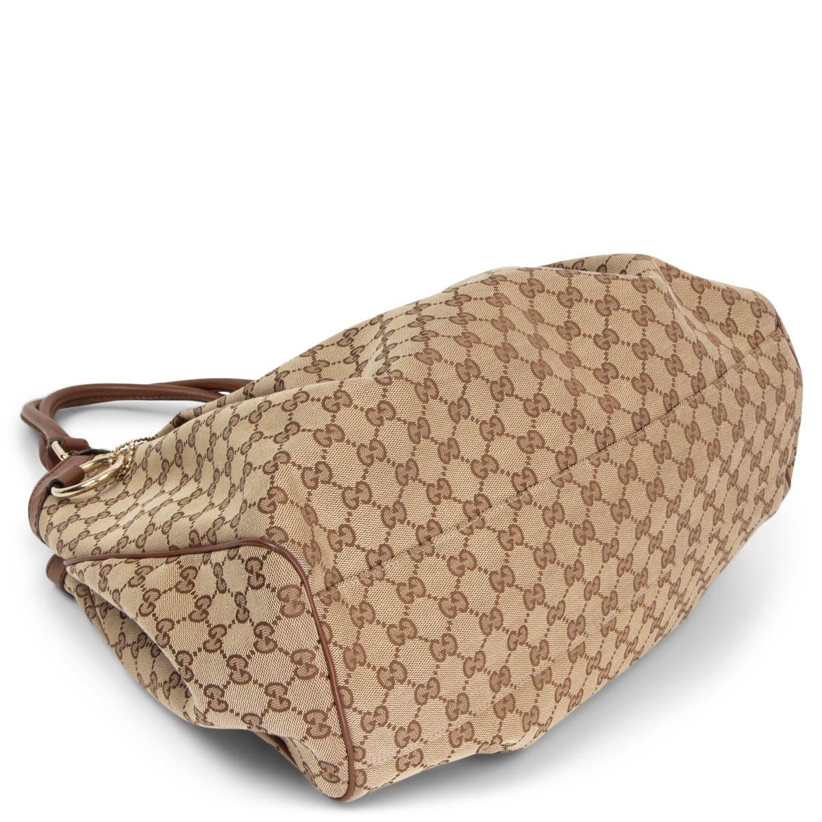 GUCCI beige GG Monogram Canvas SUKEY LARGE Tote Bag In Excellent Condition In Zürich, CH