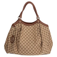 GUCCI beige GG Monogram Canvas SUKEY LARGE Tote Bag