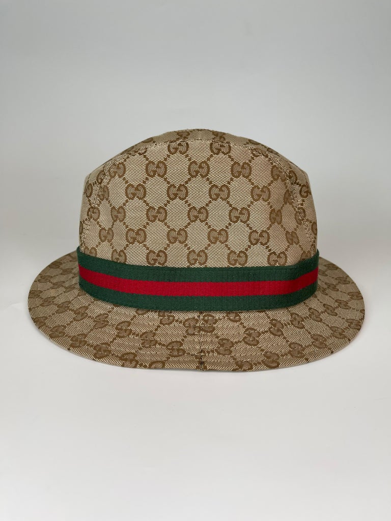 Gucci Beige GG Monogram Canvas Web Fedora Hat (Medium) at 1stDibs | gucci  fedora hat, weeb fedora, gucci bucket hat png