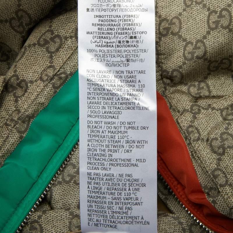Gucci Beige GG Monogram Synthetic Fake Or Not Hooded Windbreaker Jacket S In Good Condition In Dubai, Al Qouz 2