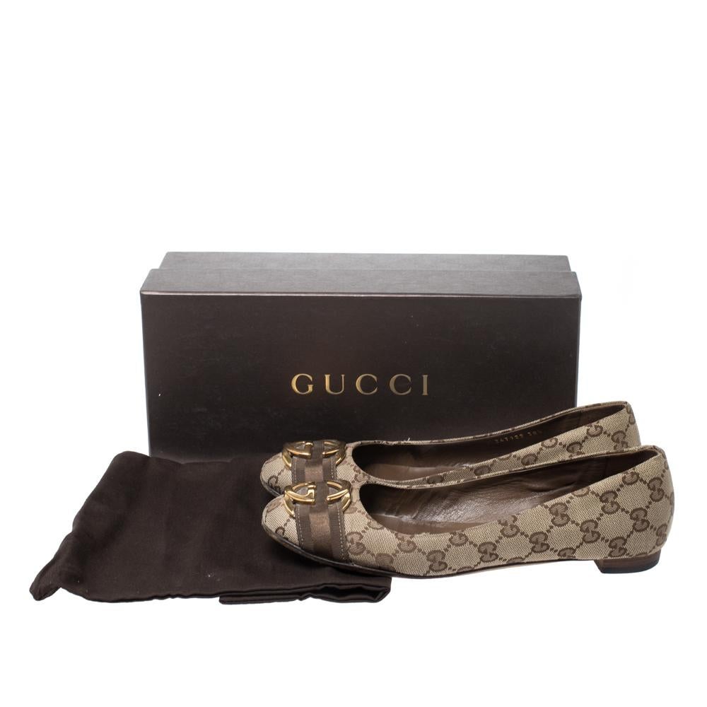 Gucci Beige GG Original Canvas 'Interlocking' GG Ballet Flats Size 38.5 4