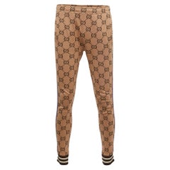 Gucci Beige GG Patterned Cotton Web Detailed Jog Pants M