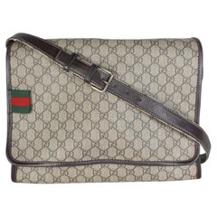 Gucci Beige GG Plus Monogram Canvas Large Flap Messenger Bag