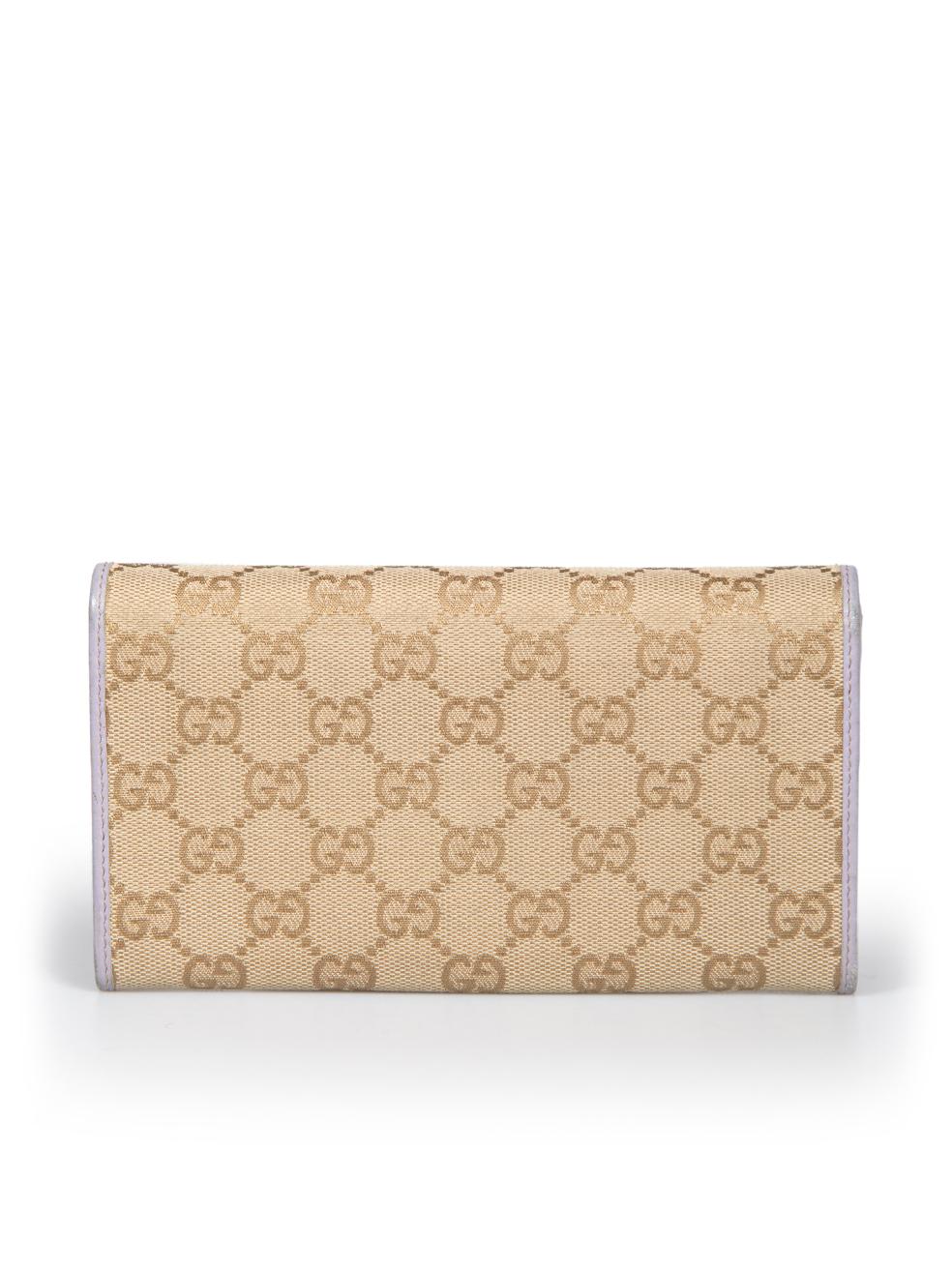 Gucci Beige GG Plus Monogram Joy Continental Flap Wallet In Excellent Condition For Sale In London, GB