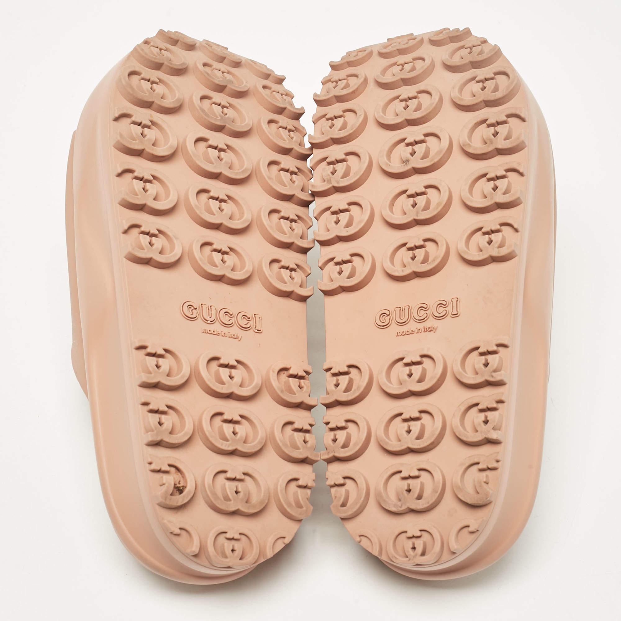 Gucci Beige GG Rubber Slide Sandals Size 38 2