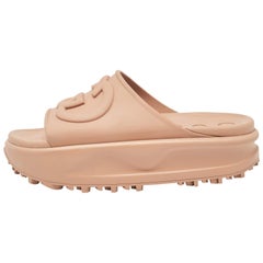 Gucci Beige GG Rubber Slide Sandals Size 38