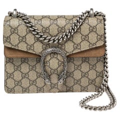 Gucci Beige GG Supreme and Suede Mini Dionysus Shoulder Bag