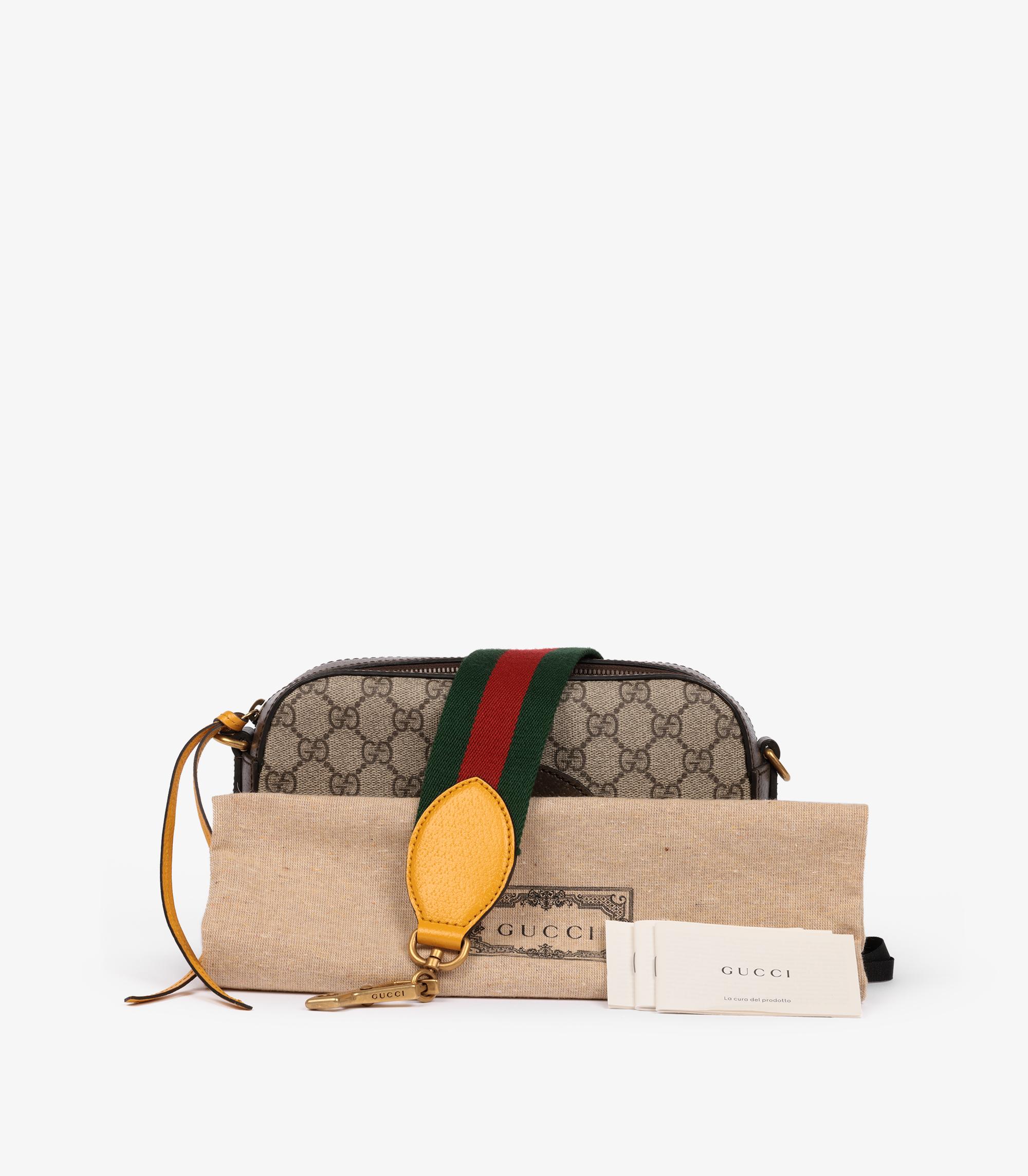 Petit messager en cuir beige GG Supreme, marron et jaune Web Neo Vintage de Gucci en vente 5