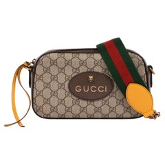 Gucci Beige GG Supreme, Brown & Yellow Leather Web Neo Vintage Small Messenger