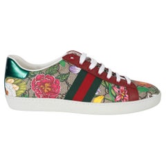 GUCCI beige GG Supreme canvas 2019 ACE GG FLORAL Sneakers Shoes 38.5