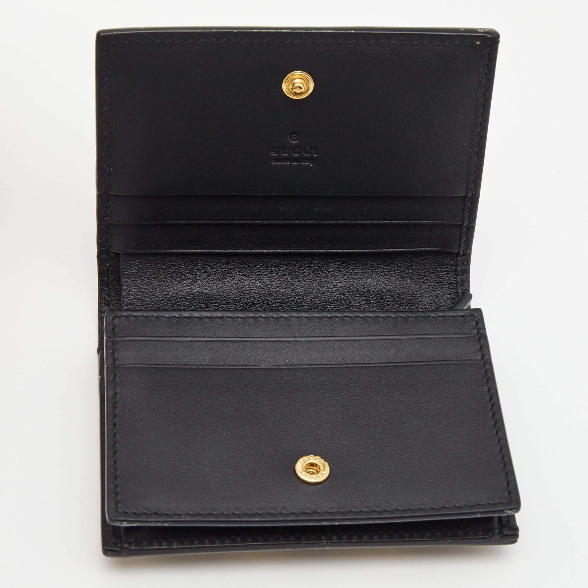 Gucci Beige GG Supreme Canvas and Leather Bee Print Card Case (Étui à cartes en toile et cuir imprimé abeilles) 1