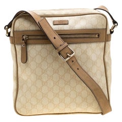 Gucci Beige GG Supreme Canvas and Leather Messenger Bag