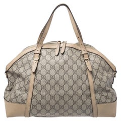 Gucci Beige GG Supreme Canvas and Leather Nice Satchel