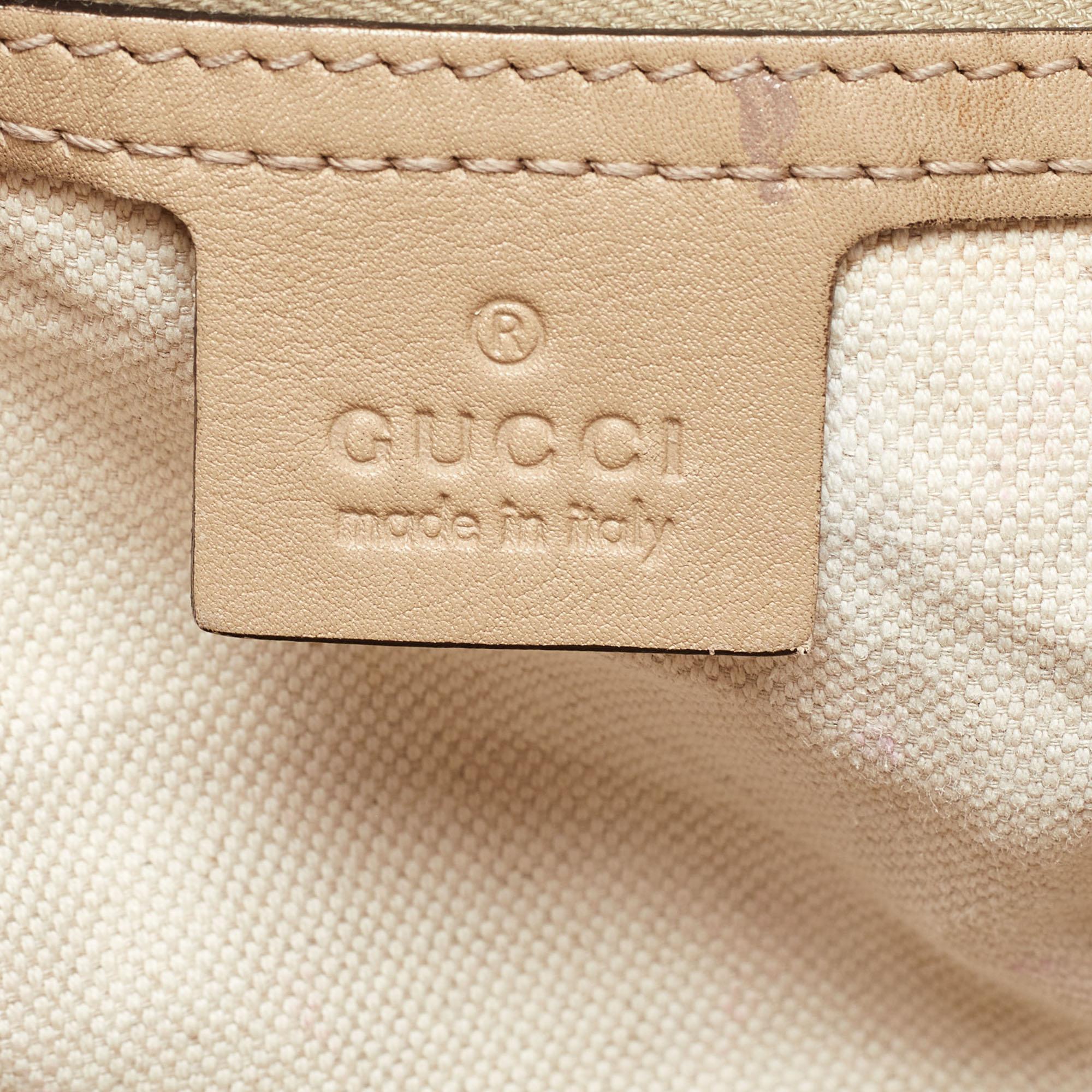 Schöne Gucci Beige GG Supreme Canvas und Leder Tote aus Segeltuch im Angebot 11