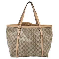 Used Gucci Beige GG Supreme Canvas and Leather Nice Tote