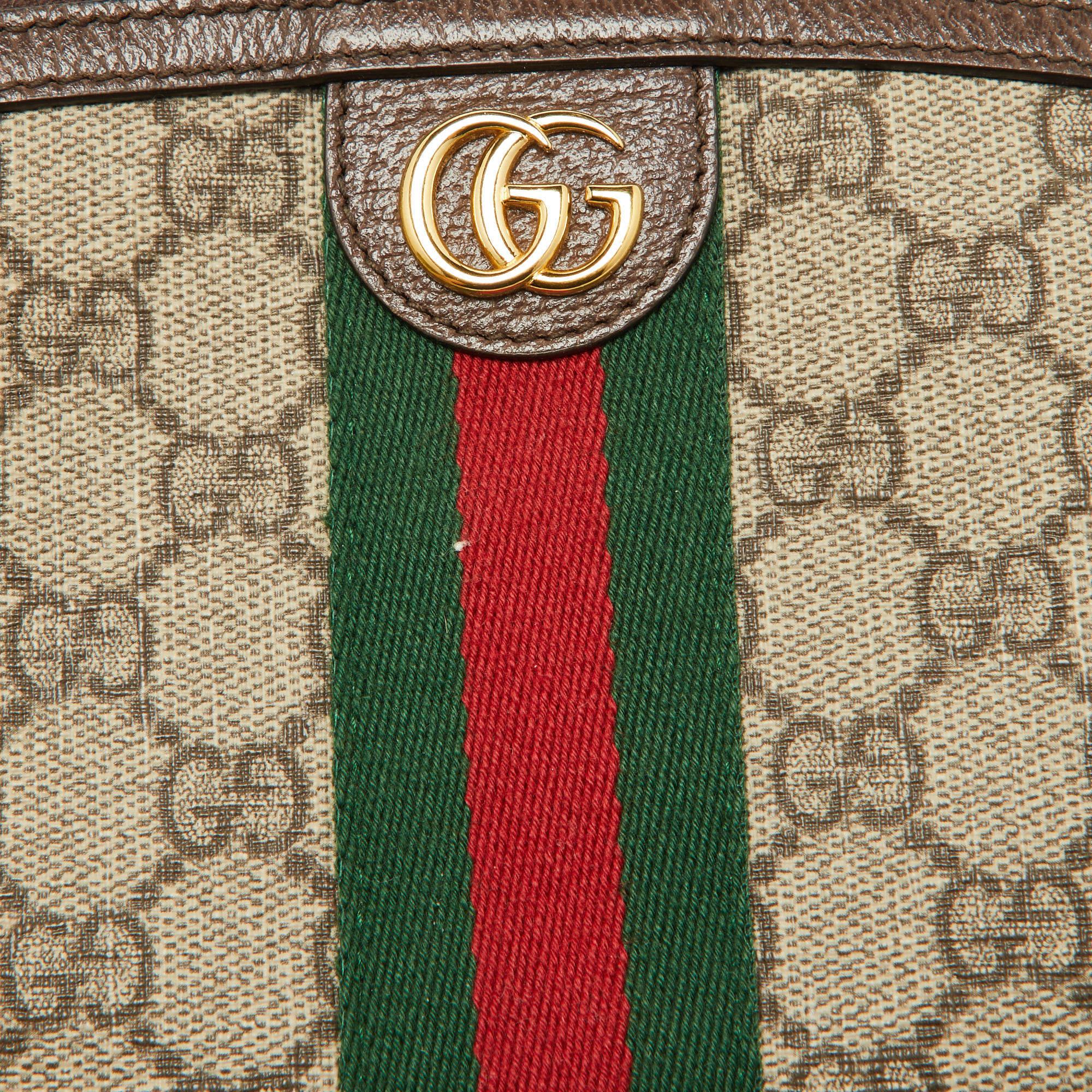 Gucci Beige GG Supreme Canvas and Leather Pouch 1