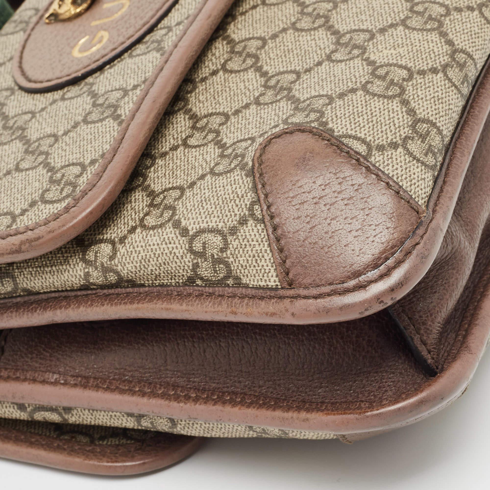 Gucci Beige GG Supreme Canvas und Leder Kleine Neo Vintage Messenger Bag im Angebot 9