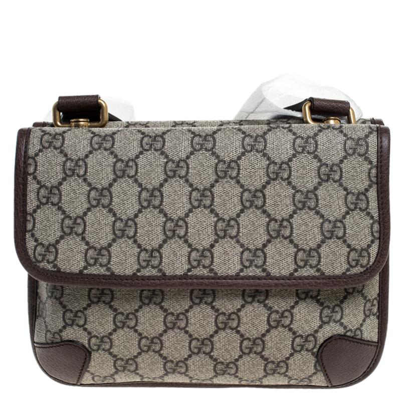 Crafted from signature GG canvas and leather this Neo-Vintage bag from Gucci is designed with minimal style details but with high attention to craftsmanship. The spacious interior of the bag is lined with fabric and secured by a flap closure. The