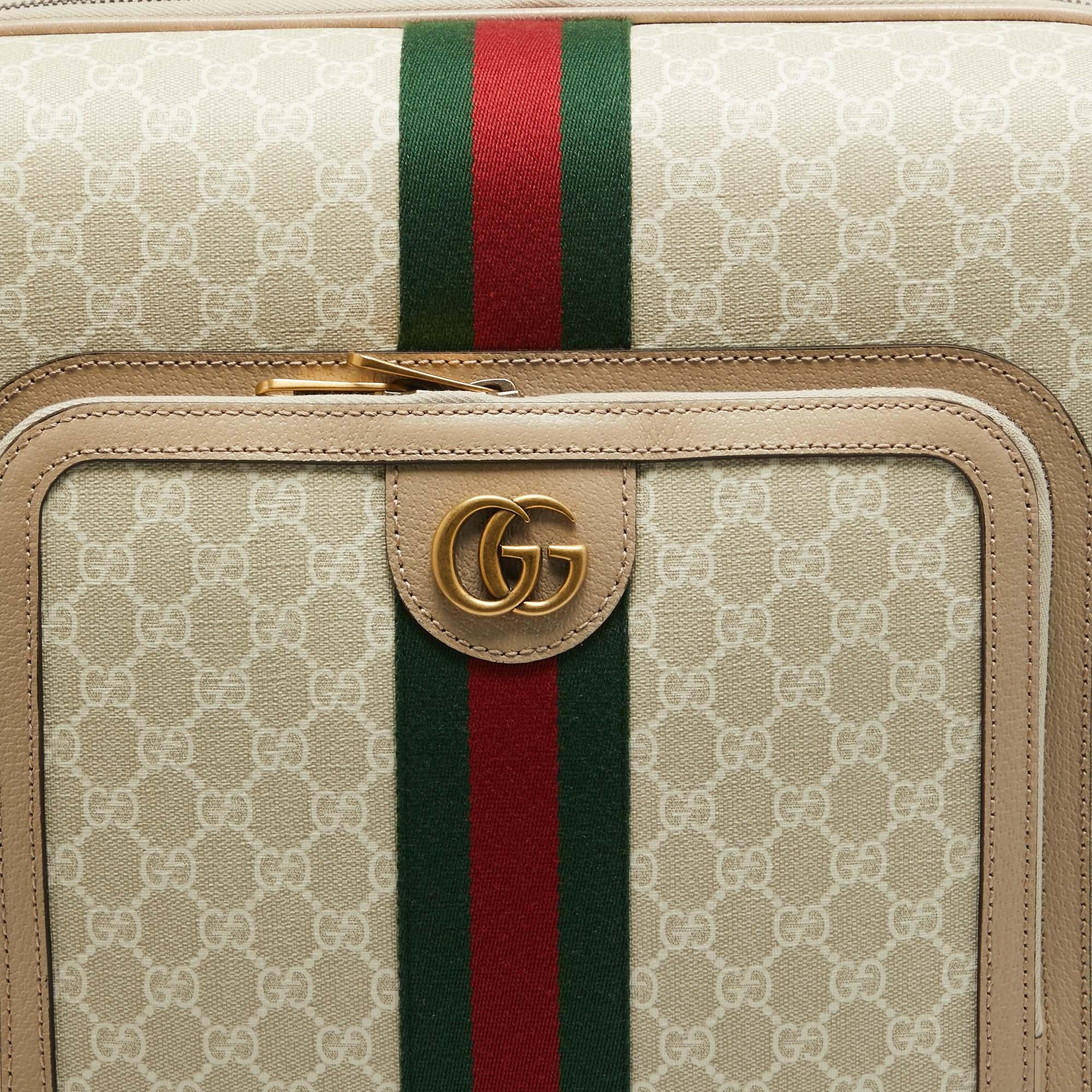 Gucci Beige GG Supreme Canvas and Leather Small Savoy Cabin Trolley 1