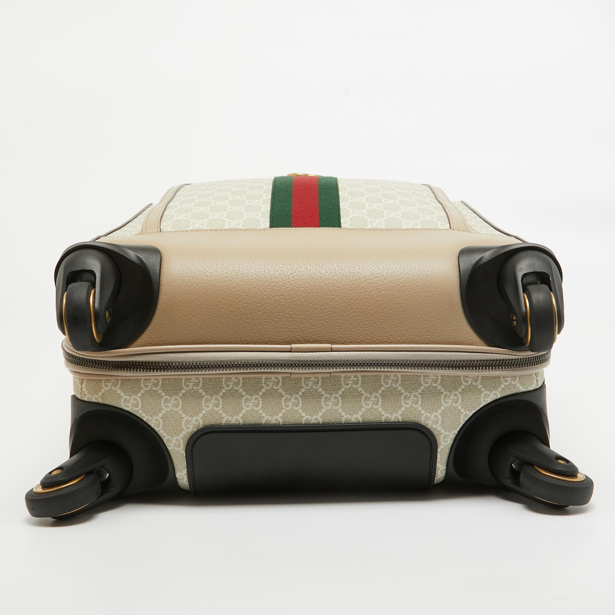 Gucci Beige GG Supreme Canvas and Leather Small Savoy Cabin Trolley 2