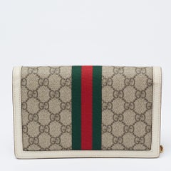 Gucci Beige GG Supreme Canvas and Leather Web Queen Margaret Wallet on Chain