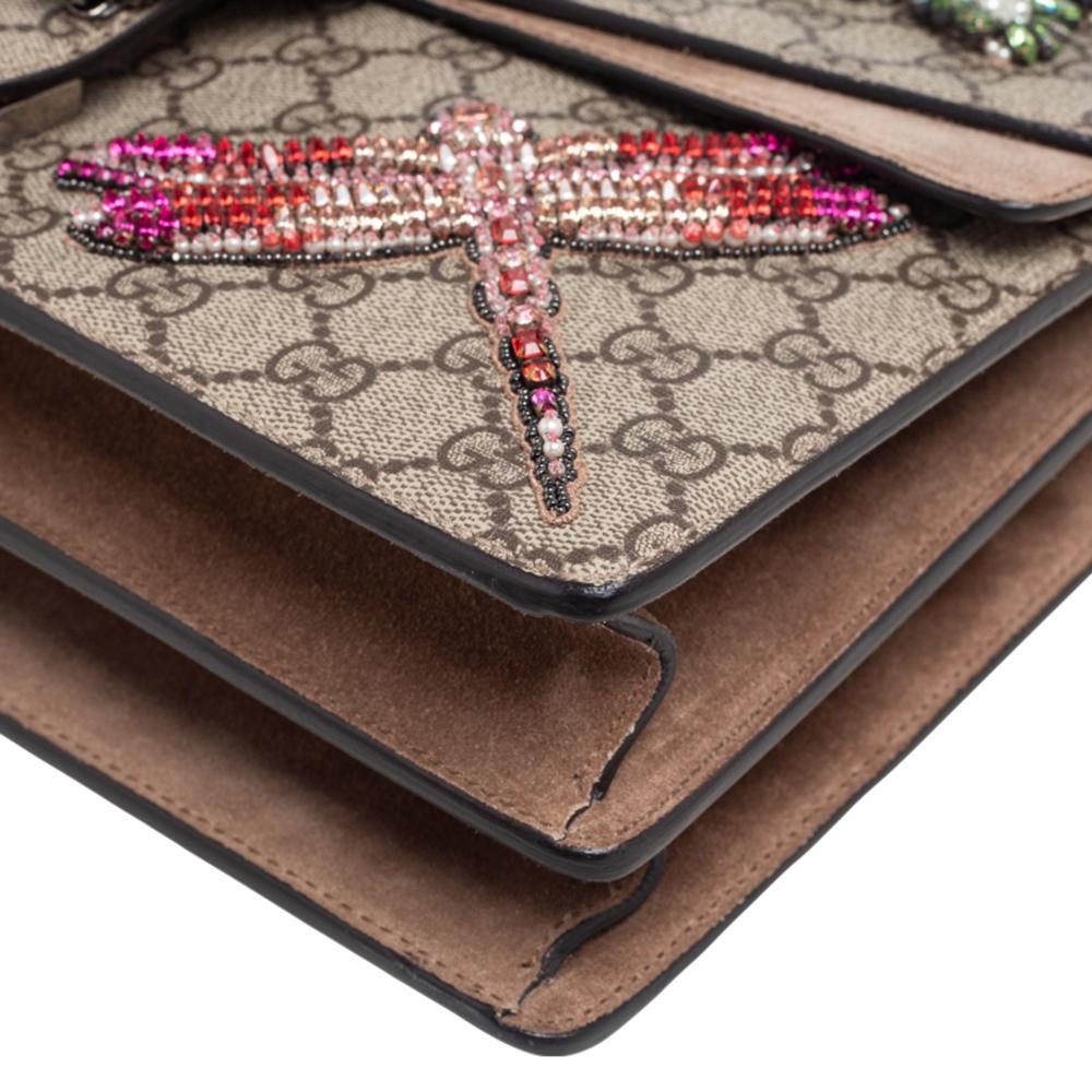 Gucci Beige GG Supreme Canvas and Suede Medium Dionysus Embellished Shoulder Bag 6
