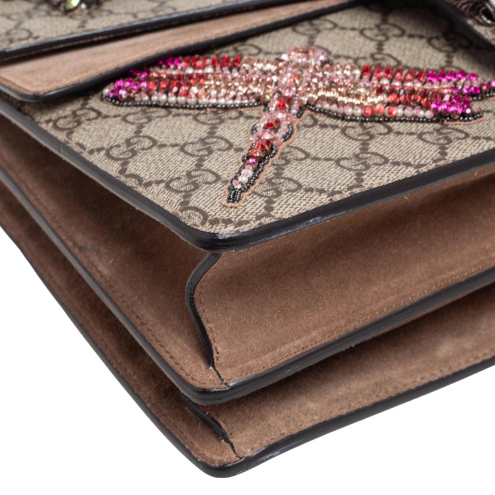 Gucci Beige GG Supreme Canvas and Suede Medium Dionysus Embellished Shoulder Bag 7