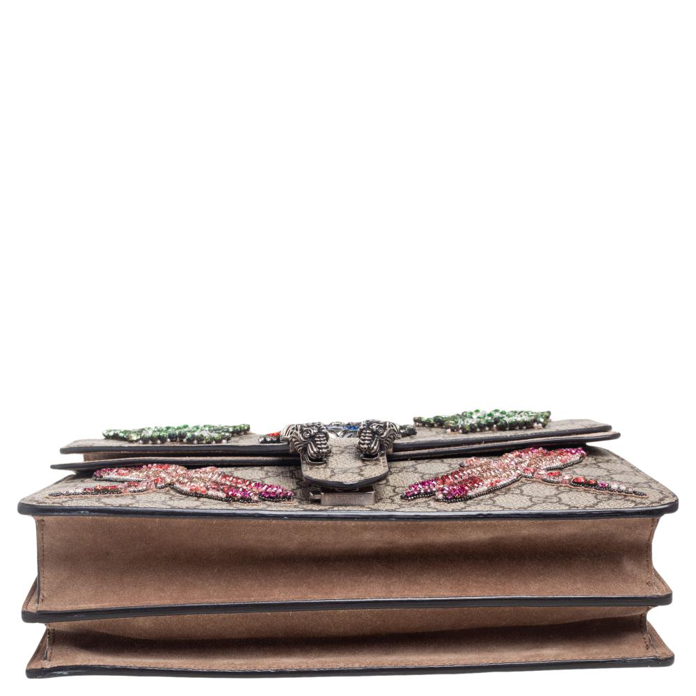 Gucci Beige GG Supreme Canvas and Suede Medium Dionysus Embellished Shoulder Bag 1
