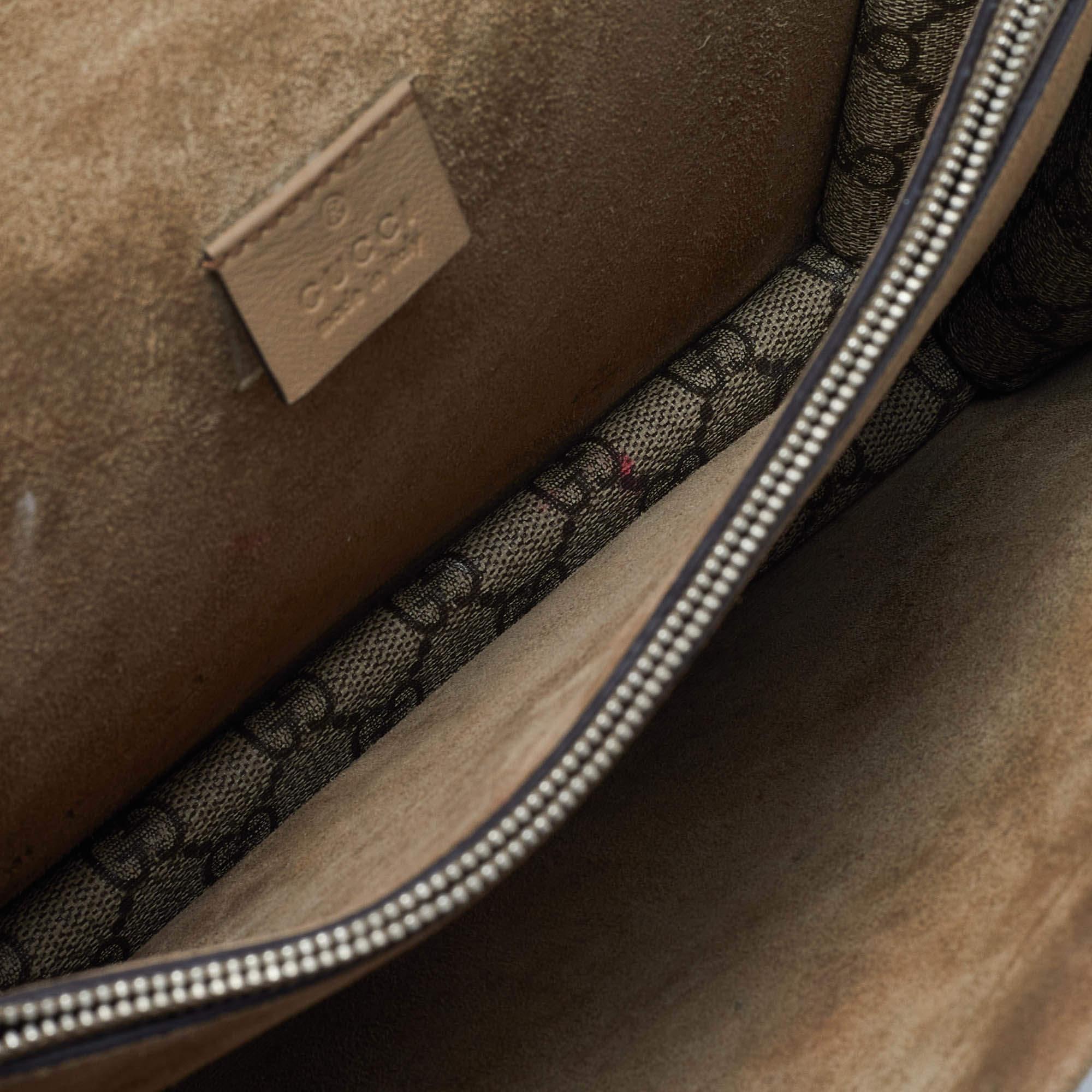 Gucci Beige GG Supreme Canvas and Suede Medium Dionysus Embellished Shoulder Bag For Sale 4