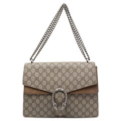 Gucci Beige GG Supreme Canvas and Suede Medium Dionysus Shoulder Bag