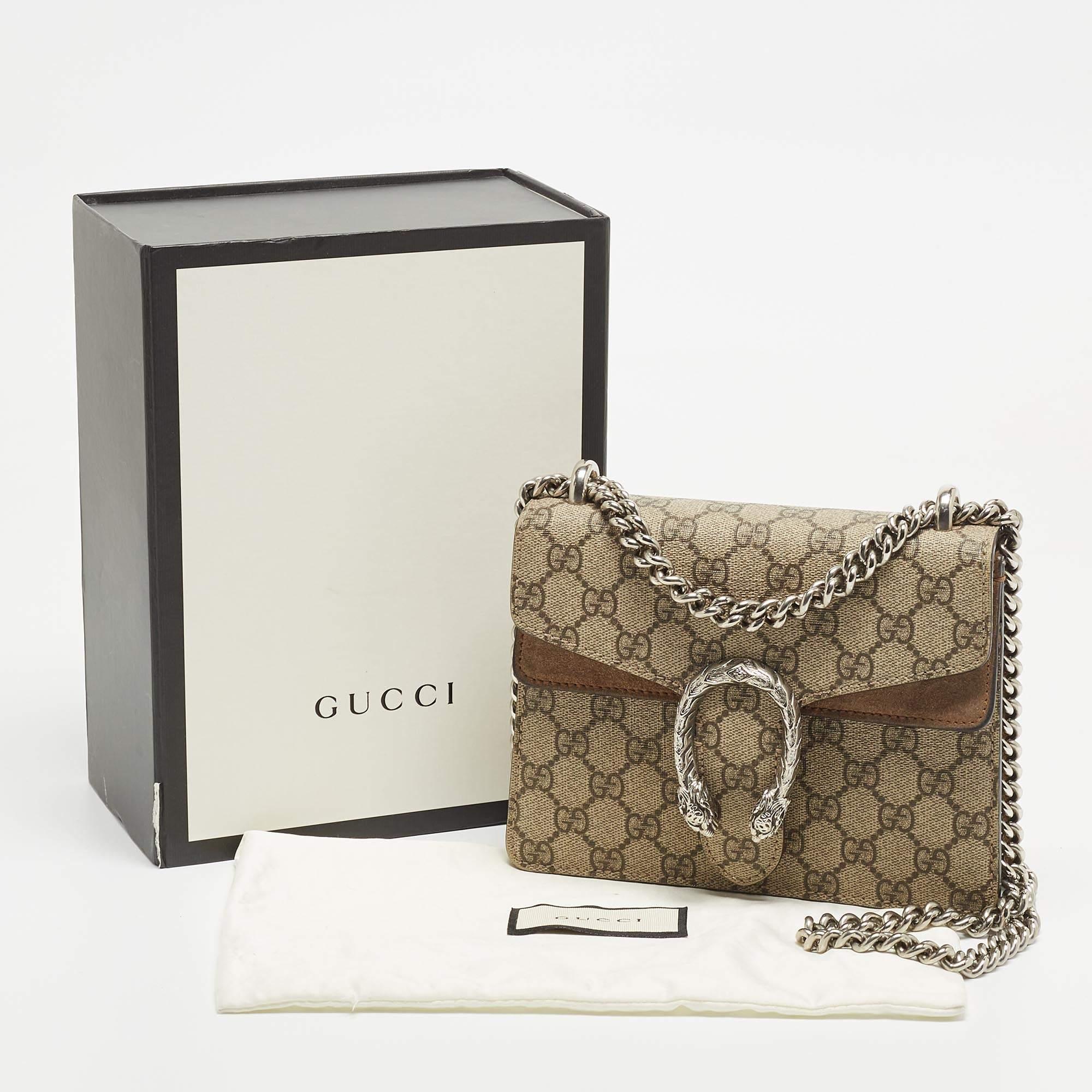 Gucci Beige GG Supreme Canvas and Suede Mini Dionysus Shoulder Bag 6