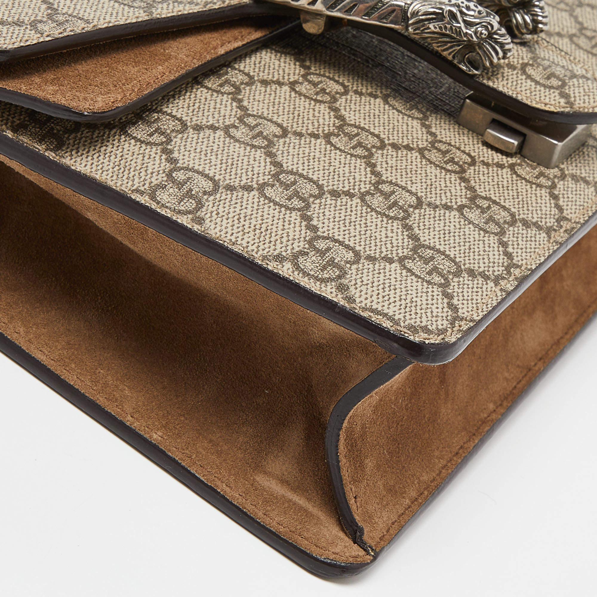 Gucci Beige GG Supreme Canvas and Suede Mini Dionysus Shoulder Bag For Sale 6